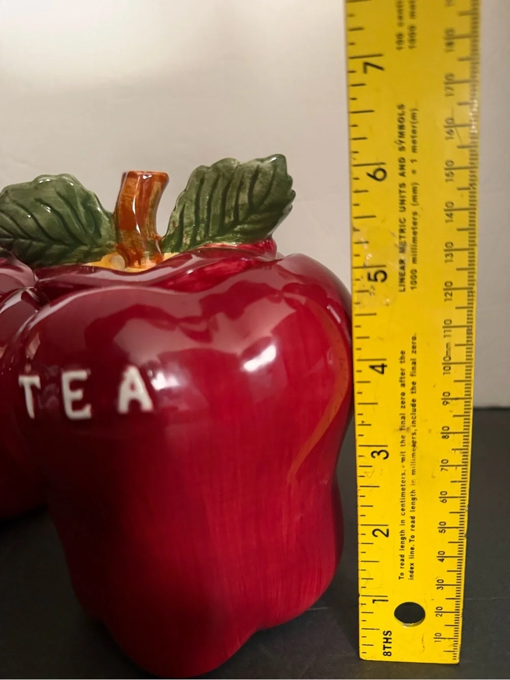 Red Apple Ceramic Tea Coffee Sugar Canister Set - Home Kitchen